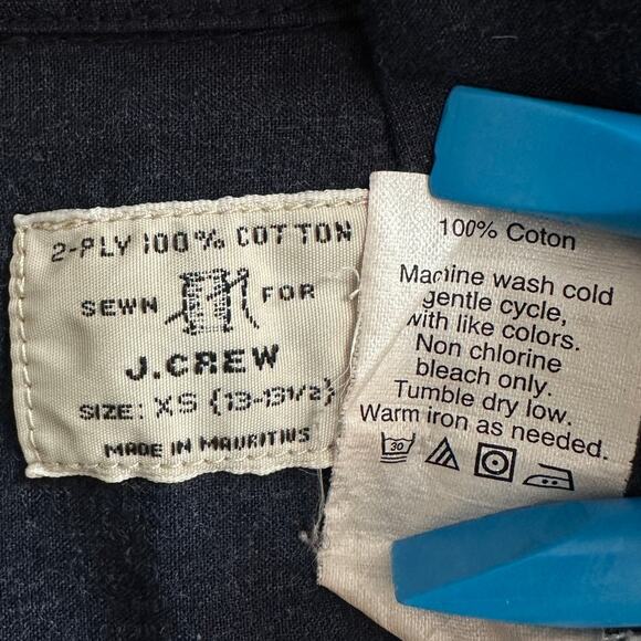 J Crew Mens Button Down Shirt XS Navy Blue 2 Ply 100 Cotton Academia Preppy EUC - Picture 8 of 10